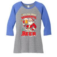 ItS The Most Wonderful Time Beer Santa Christmas Gift Women's Tri-Blend 3/4-Sleeve Raglan Shirt