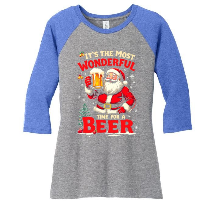 ItS The Most Wonderful Time Beer Santa Christmas Gift Women's Tri-Blend 3/4-Sleeve Raglan Shirt