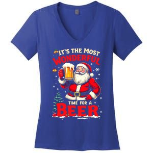 ItS The Most Wonderful Time Beer Santa Christmas Gift Women's V-Neck T-Shirt