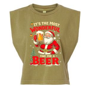 ItS The Most Wonderful Time Beer Santa Christmas Gift Garment-Dyed Women's Muscle Tee