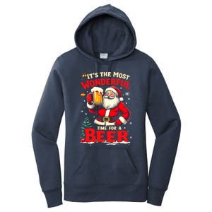 ItS The Most Wonderful Time Beer Santa Christmas Gift Women's Pullover Hoodie