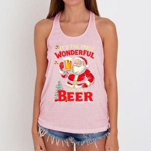 ItS The Most Wonderful Time Beer Santa Christmas Gift Women's Knotted Racerback Tank