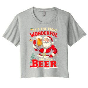 ItS The Most Wonderful Time Beer Santa Christmas Gift Women's Crop Top Tee