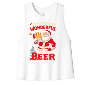 ItS The Most Wonderful Time Beer Santa Christmas Gift Women's Racerback Cropped Tank