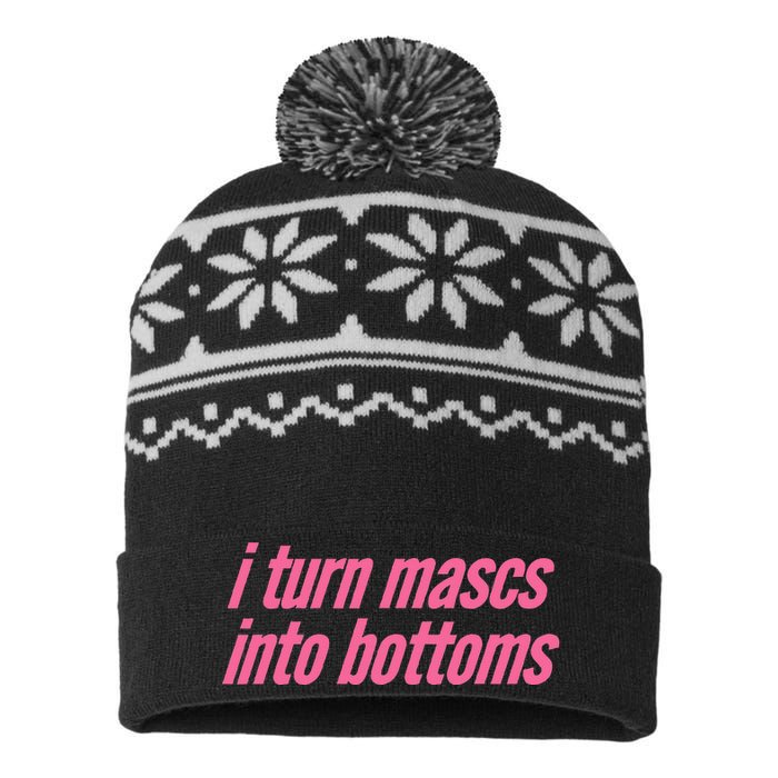 I Turn Mascs Into Bottoms Lesbian Bisexual Pride USA-Made Snowflake Beanie