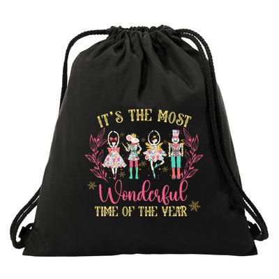 ItS The Most Wonderful Time Of Year Nutcracker Ballet Xmas Drawstring Bag