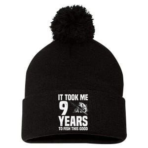 It Took Me 9 Years To Fish This Good 9th Birthday Party Pom Pom 12in Knit Beanie