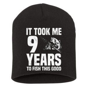 It Took Me 9 Years To Fish This Good 9th Birthday Party Short Acrylic Beanie