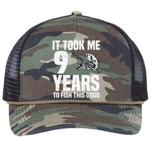 It Took Me 9 Years To Fish This Good 9th Birthday Party Retro Rope Trucker Hat Cap