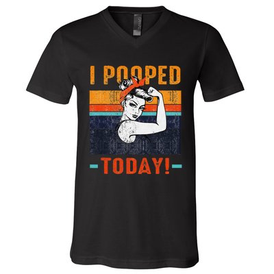 I Pooped Today Retro Rosie Funny Humor Strong Women Bandana  V-Neck T-Shirt