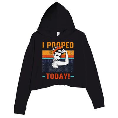 I Pooped Today Retro Rosie Funny Humor Strong Women Bandana  Crop Fleece Hoodie