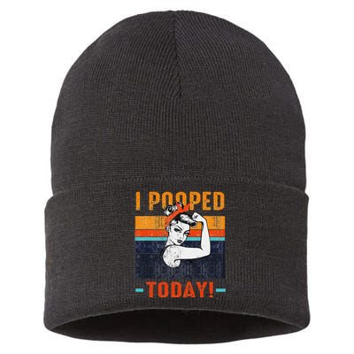 I Pooped Today Retro Rosie Funny Humor Strong Women Bandana  Sustainable Knit Beanie