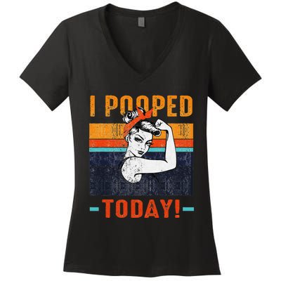 I Pooped Today Retro Rosie Funny Humor Strong Women Bandana  Women's V-Neck T-Shirt