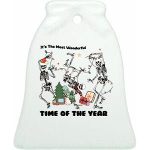 Its The Most Wonderful Time Of The Year Skeleton Christmas Ceramic Bell Ornament