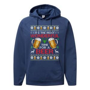 ItS The Most Wonderful Time Beer Christmas Gift Performance Fleece Hoodie