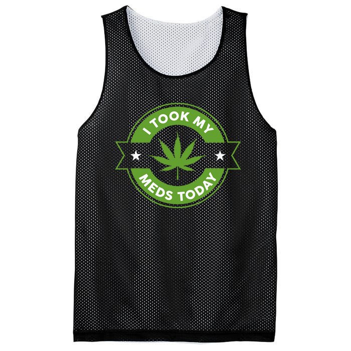 I Took My Meds Today Marijuana Funny Weed Cannabis Sayings Mesh Reversible Basketball Jersey Tank