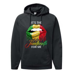 Its The Melanin For Me Lips Juneteenth Black Pride Performance Fleece Hoodie