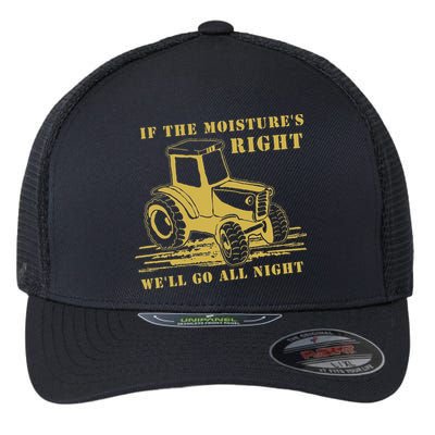 If The Moisture's Right Funny Farmer Tractor Flexfit Unipanel Trucker Cap