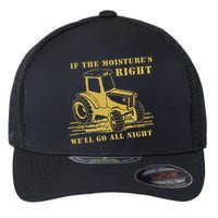 If The Moisture's Right Funny Farmer Tractor Flexfit Unipanel Trucker Cap
