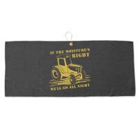 If The Moisture's Right Funny Farmer Tractor Large Microfiber Waffle Golf Towel