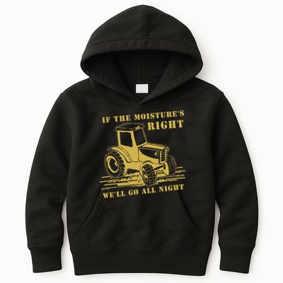 If The Moisture's Right Funny Farmer Tractor Kids Hoodie