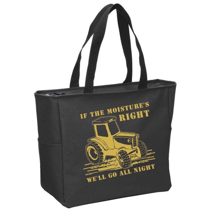 If The Moisture's Right Funny Farmer Tractor Zip Tote Bag