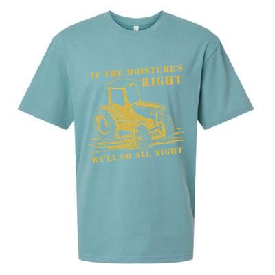 If The Moisture's Right Funny Farmer Tractor Sueded Cloud Jersey T-Shirt