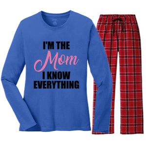 Im The Mom I Know Everything Hilarious Graphic Design Meaningful Gift Women's Long Sleeve Flannel Pajama Set 