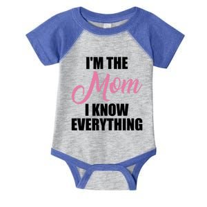 Im The Mom I Know Everything Hilarious Graphic Design Meaningful Gift Infant Baby Jersey Bodysuit