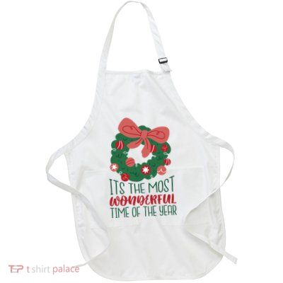 It's The Most Wonderful Time Of The Year Christmas Holiday Full-Length Apron With Pockets
