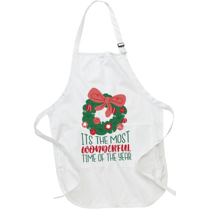 It's The Most Wonderful Time Of The Year Christmas Holiday Full-Length Apron With Pockets