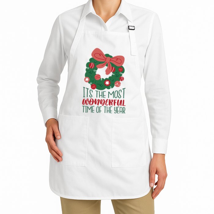 It's The Most Wonderful Time Of The Year Christmas Holiday Full-Length Apron With Pockets