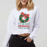 It's The Most Wonderful Time Of The Year Christmas Holiday Cropped Pullover Crew