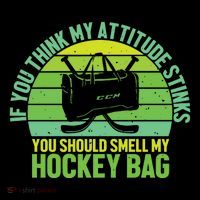 If Think My Attitude Stinks You Should Smell My Hockey Bag Stripe Pom Pom Beanie