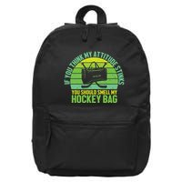 If Think My Attitude Stinks You Should Smell My Hockey Bag 16 in Basic Backpack