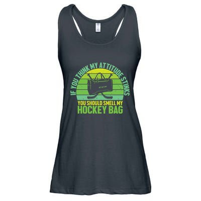If Think My Attitude Stinks You Should Smell My Hockey Bag Ladies Essential Flowy Tank