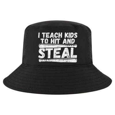 I Teach My Ki Ds To Hit & Steal Baseball Dad Coach Gift Cool Comfort Performance Bucket Hat