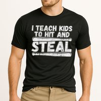 I Teach My Ki Ds To Hit & Steal Baseball Dad Coach Gift Cooling Performance Crew T-Shirt