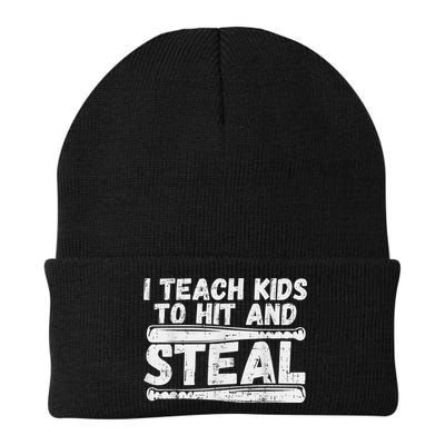 I Teach My Ki Ds To Hit & Steal Baseball Dad Coach Gift Beanie