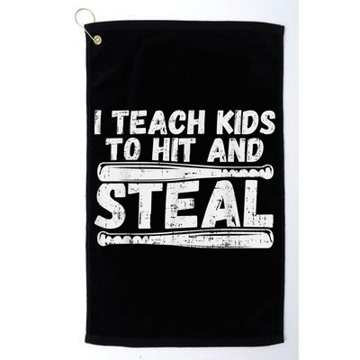 I Teach My Ki Ds To Hit & Steal Baseball Dad Coach Gift Golf Towel