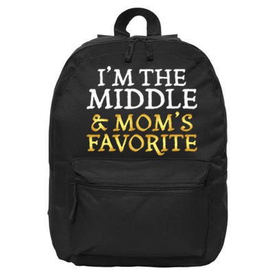 Im The Middle And Moms Favorite Funny Sibling 16 in Basic Backpack