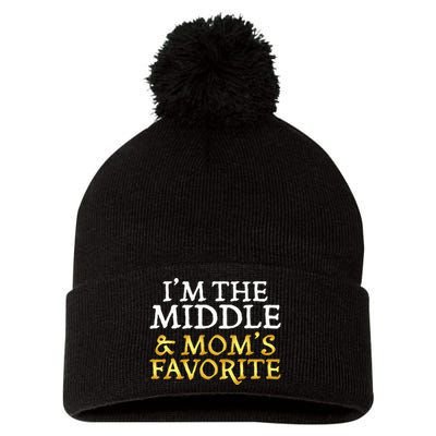 Im The Middle And Moms Favorite Funny Sibling Pom Pom 12in Knit Beanie