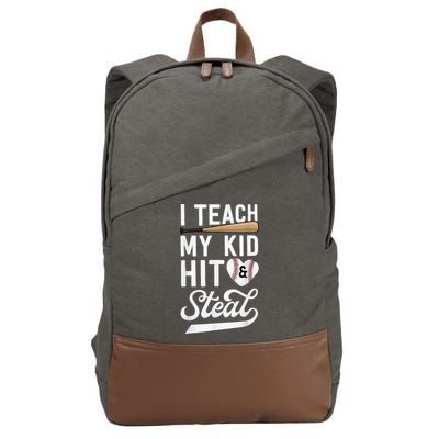 I Teach My Ki Ds To Hit & Steal Baseball Gift Mom Mother Cotton Canvas Backpack