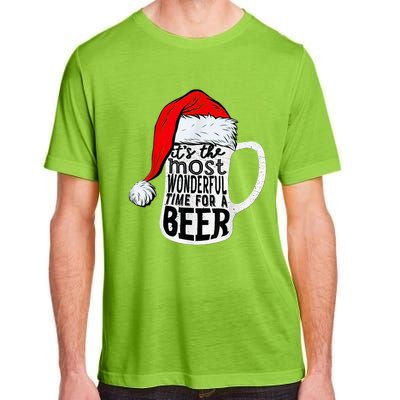 It's The Most Wonderful Time For A Beer Santa Hat Christmas Adult ChromaSoft Performance T-Shirt