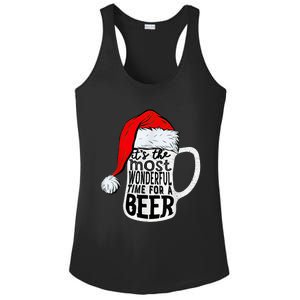 It's The Most Wonderful Time For A Beer Santa Hat Christmas Ladies PosiCharge Competitor Racerback Tank