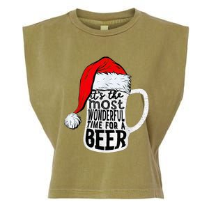 It's The Most Wonderful Time For A Beer Santa Hat Christmas Garment-Dyed Women's Muscle Tee