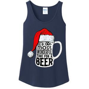 It's The Most Wonderful Time For A Beer Santa Hat Christmas Ladies Essential Tank