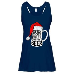 It's The Most Wonderful Time For A Beer Santa Hat Christmas Ladies Essential Flowy Tank