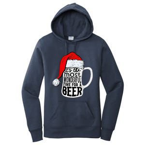 It's The Most Wonderful Time For A Beer Santa Hat Christmas Women's Pullover Hoodie