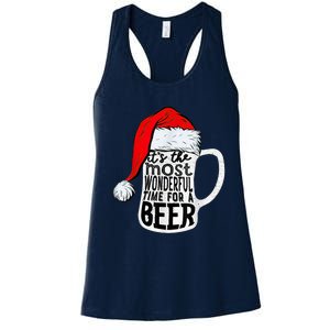 It's The Most Wonderful Time For A Beer Santa Hat Christmas Women's Racerback Tank